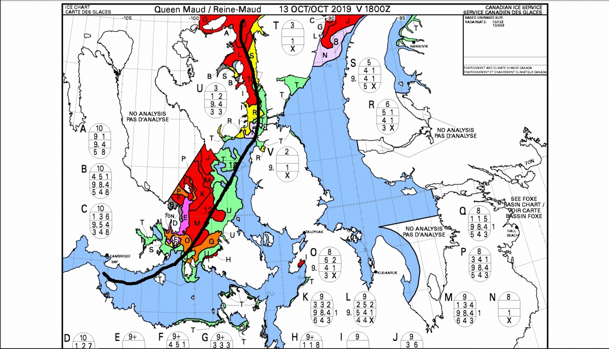 Ship routes are planned on the basis of ice maps, satellite images that are taken several times a week, photos of aircraft that cross the area and observations of local ships.