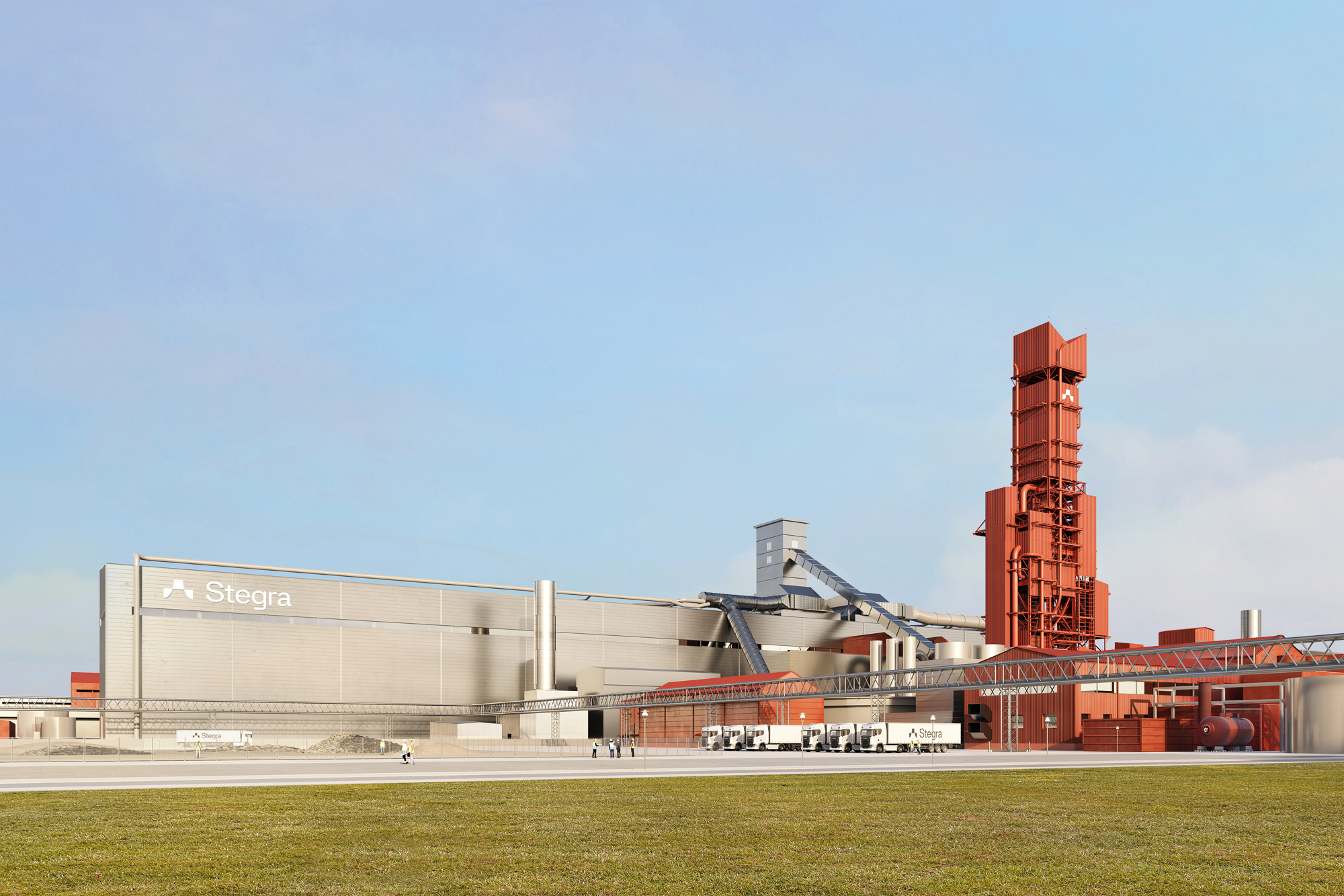 Stegra DR Tower Meltshop Vision Render 1 Summer Light Blue Sky 4K